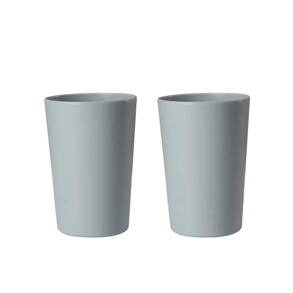 Bathroom Tumbler, Unbreakable Dishwasher, Safe Drink cup, Plastic cup 11 ounces, 2 pieces (white and grey)