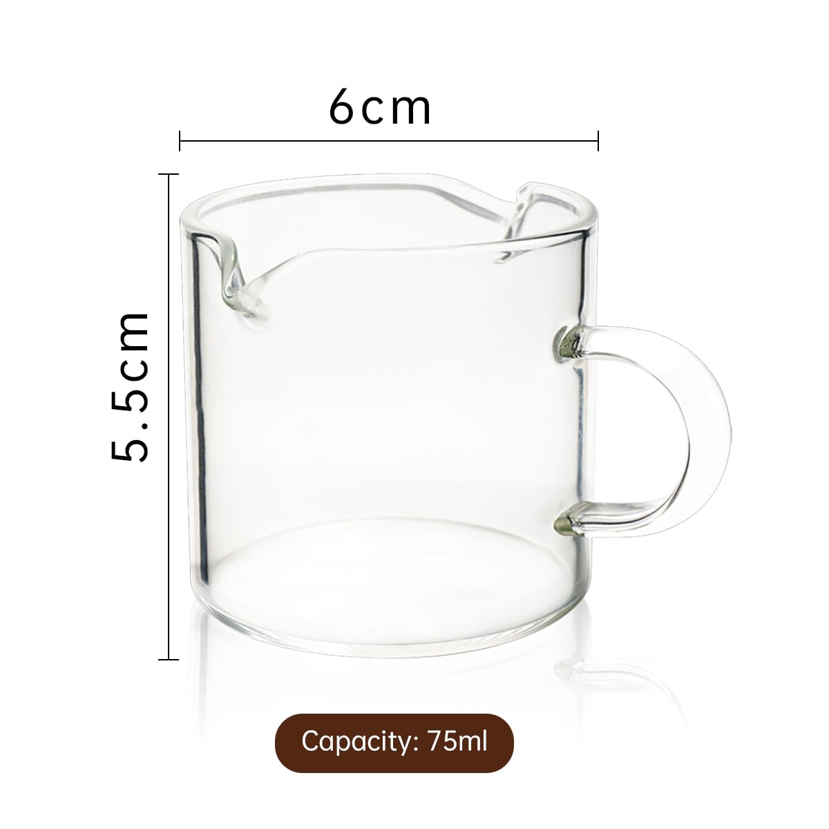 BCnmviku Shot Glasses Espresso Parts Double Spouts Milk Cup Clear Glass (Clear Glass-2Pack)