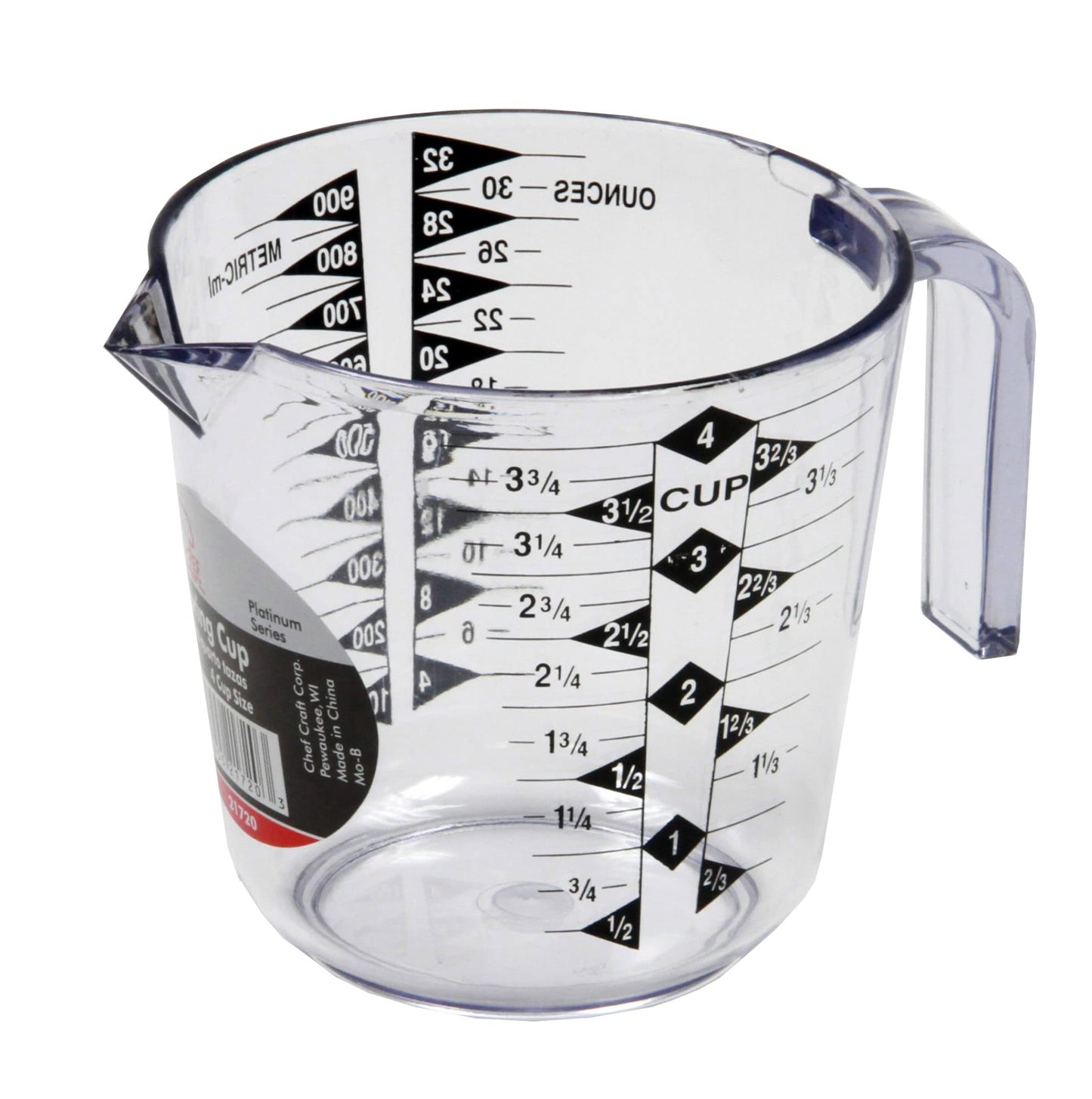 Chef Craft Select Plastic Measuring Cup, 1 Cup Capacity, Clear